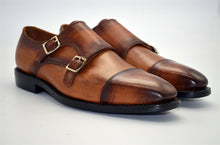 Goodyear hand-rubbed three-joint metal double buckle Monk monk shoes