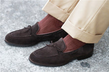 Woven brown slip-on suit dress fringed loafers