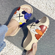 Summer couple flip flops stepping on shit feeling outdoor slippers sandal