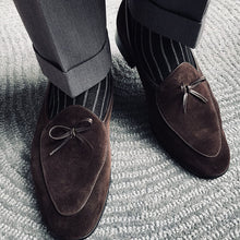 British suede fringed slip-on handmade loafers