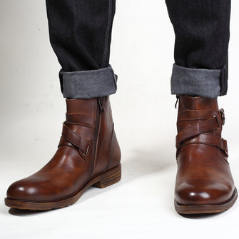 zip rider boots belt buckle ankle boots