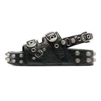 Men's sandals rivet hollow muffin thick bottom punk shoes