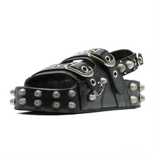 Men's sandals rivet hollow muffin thick bottom punk shoes