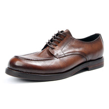 British round toe handmade retro polished  leather derby shoes