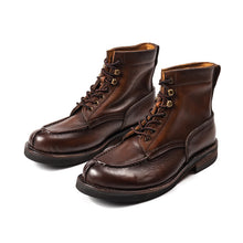 Black motorcycle men's leather boots retro British work shoes