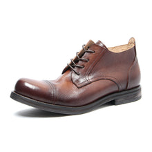 British vintage colored and worn leather derby shoes