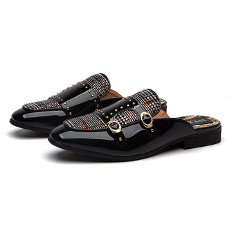 stylish easy wear half slip on leather  loafers sandals