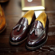 Brown Handmade Vintage Brushed Fringe Loafers