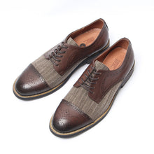 British vintage leather stitching brogue derby shoes