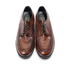 British round toe handmade retro polished  leather derby shoes