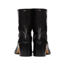 Men's Round Toe High Heel Boots Overfoot Platform Leather Shoes