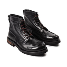 Black motorcycle men's leather boots retro British work shoes