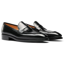 Black leather fashion men's loafers