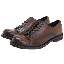 Retro round toe handmade men's casual derby shoes