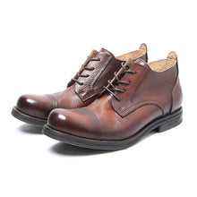 British vintage colored and worn leather derby shoes