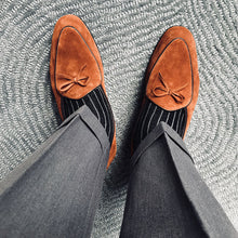 British suede fringed slip-on handmade loafers