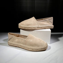 Summer sheepskin suede round toe slip-on fisherman shoes loafers