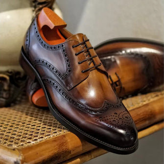 Three Joint Lace-Up  Business Derby Leather Shoes