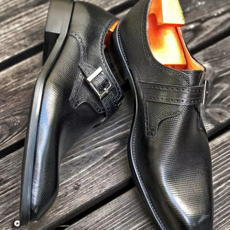 Men's Leather Buckle Monks Shoes