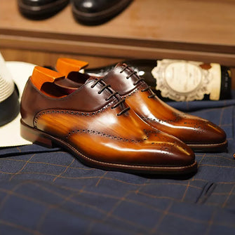 British retro hand-polished leather Oxford shoes