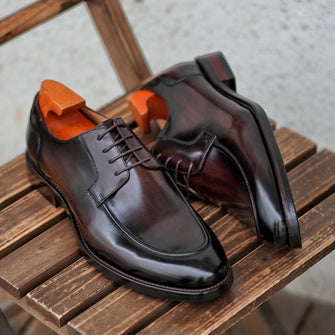 Handmade Brown flat british derby shoes