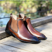 Formal brogue leather martin boots