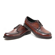 Leather British fashion retro distressed casual derby shoes dress shoe