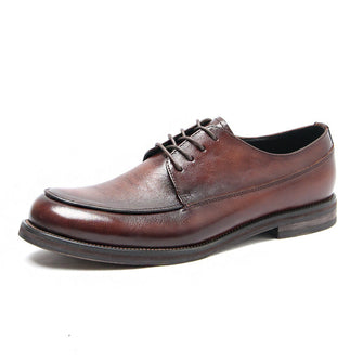 Leather British fashion retro distressed casual derby shoes dress shoe