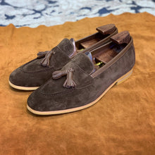 British suede nubuck fringed slip-on handmade loafers