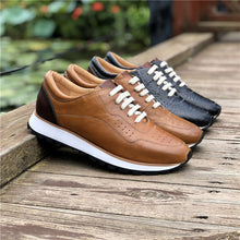 Color-blocking British retro first layer cowhide handmade thick-soled sneaker