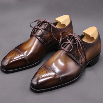 Vintage Design Genuine Cow Leather Derby Shoes