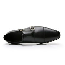 First layer cowhide handmade pointed toe monk shoes