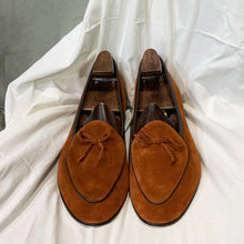 British suede fringed slip-on handmade loafers