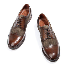 British retro leather stitching brogue derby shoes