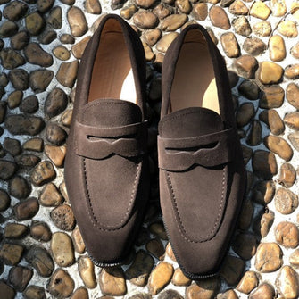 Brown suede cow lining leather fashion men's loafers