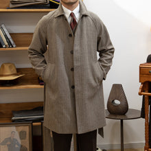 Brown Tweed Herringbone Balmacon Coat