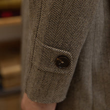 Brown Tweed Herringbone Balmacon Coat