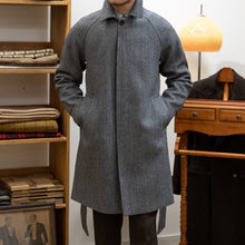 Gray Tweed Herringbone Balmacon Coat