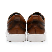 Brown Flat Men's Low Top Lace-Up Leather Sneakers