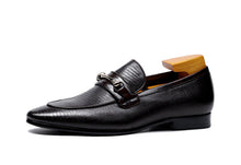 British crocodile pattern leather breathable slip-on loafers