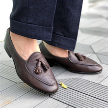 British style handmade leather casual leather shoes slip-on loafers