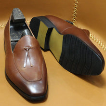 British leather handmade formal business slip-on loafers